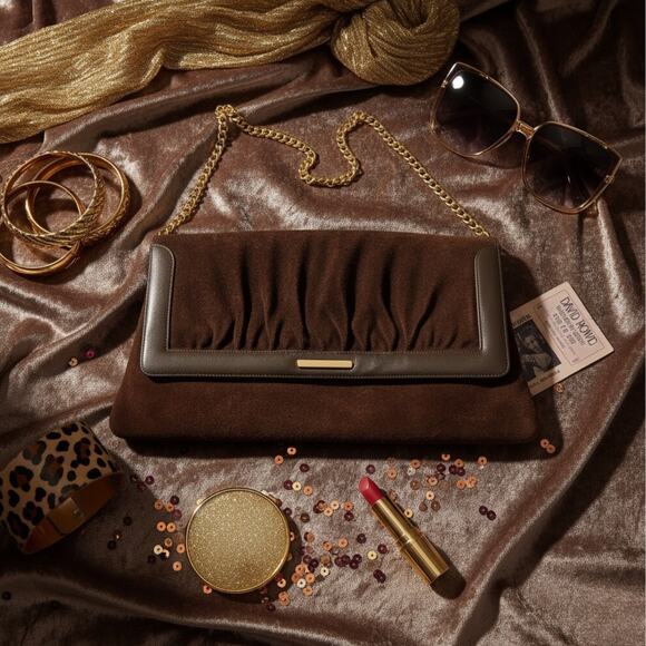 Vintage Susan Gail Suede Clutch Shoulder Bag Brown - Picture 1 of 11